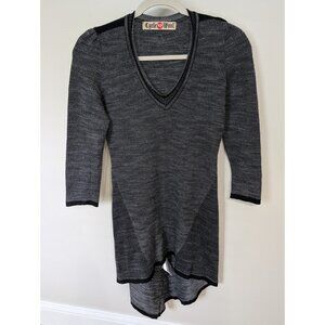 Cycle Made In Italy Wool Alpaca Grey Black Asymmetrical Long Sleeve Dress Sz M